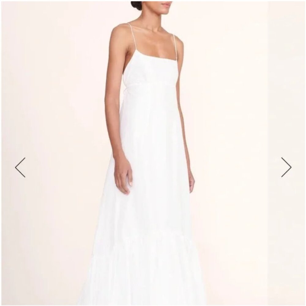 STAUD Florence Floor Length Maxi Dress White Bridal NEW with tags